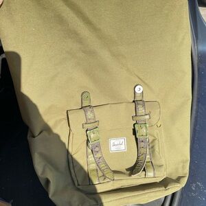 Herschel Supply Company Green Backpack with Red Stripe Accents